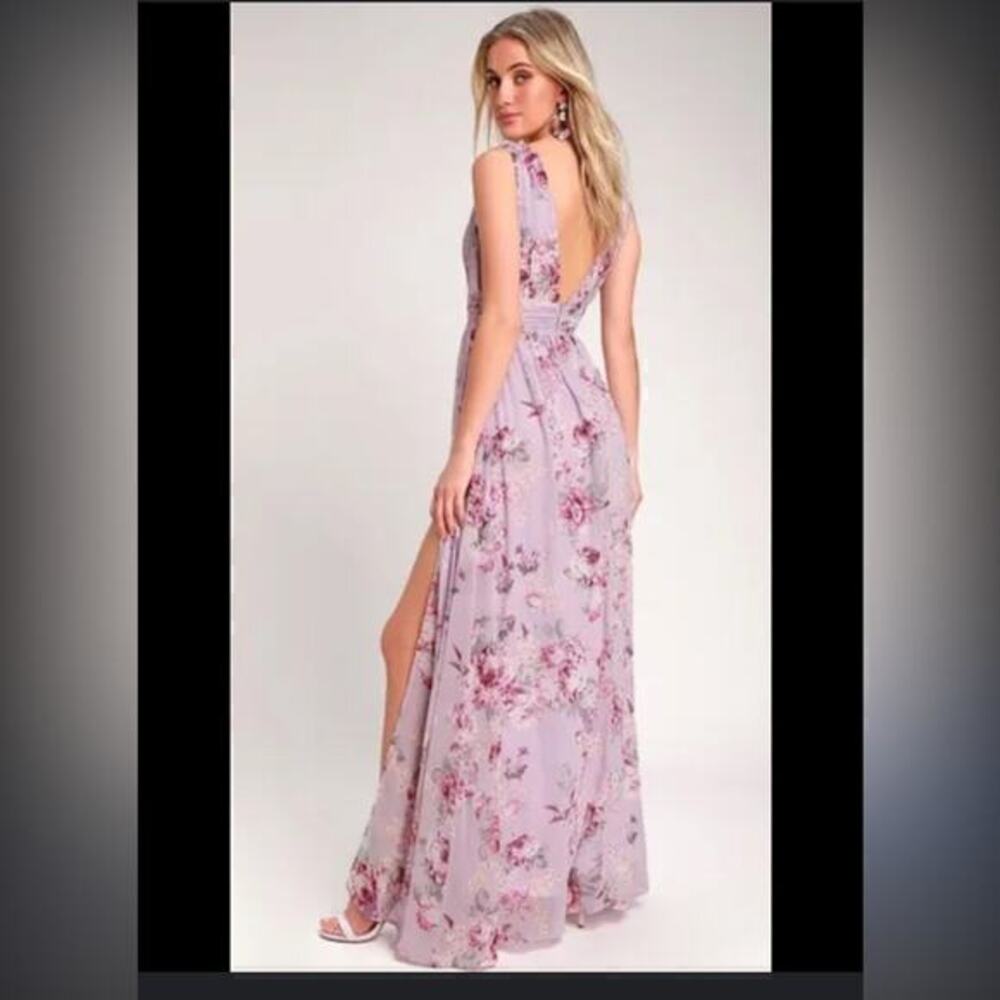 New Lulu’s Garden Meandering Maxi Floral Dress Flowy Wedding Guest V neck - Picture 3 of 11